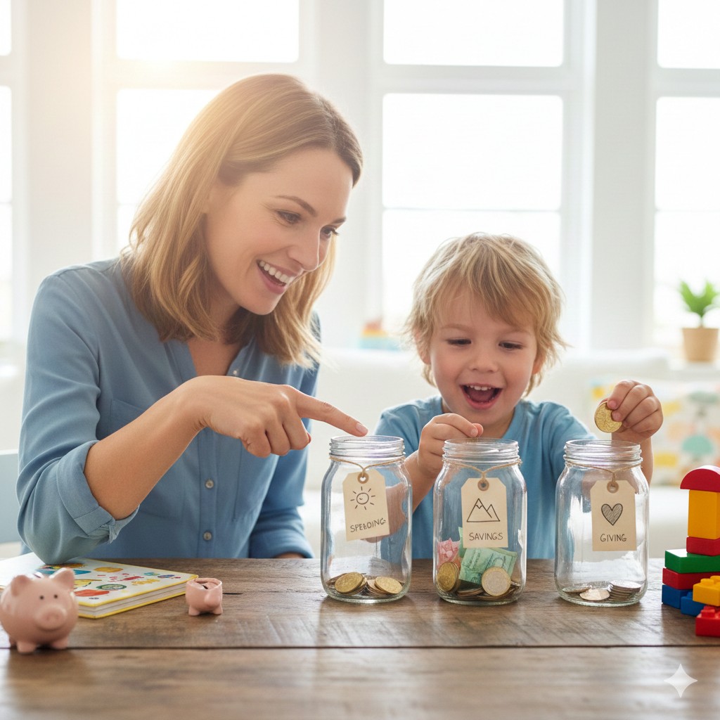 rodzic uczy dziecko metody 3 słoików